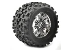 Fastrax Stinger 1:8 MT Tyres Mounted on Spoked Chrome Half Inch Offset Wheels (2)