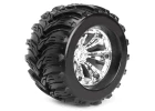 Fastrax Arrow 1:8 MT Tyres Mounted on Spoked Chrome Half Inch Offset Wheels (2)