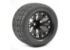 Fastrax 1:10 MT Eagle Mounted on 6-Spoke Black 12mm Hex 1/2 Inch Offset Wheels (1 Pair)