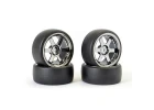 Fastrax Drift D1 Tyres Mounted on 3mm Offset 6 Spoke Black Chrome Wheels (4)
