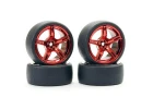 Fastrax Drift D1 Tyres Mounted on 3mm Offset 6 Spoke Metallic Red Wheels (4)