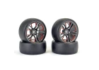 Fastrax Drift D1 Tyres Mounted on 3mm Offset 6 Spoke Graphite Wheels (4)