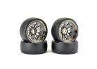 Fastrax Drift D1 Tyres Mounted on 9mm Offset 20 Spoke Black Chrome Wheels (4)