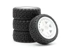 Fastrax 1:10 Geometric Rally Tyres/6-Spoke White Wheels (4)