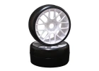 Sweep 1:8 GT D-Compound Slick 40Deg Hard Tyres/White Wheels
