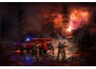 Chernobyl #2 Fire Fighters (AC-40-137A Fire Truck - 4 Figures & Diorama Base with Background)