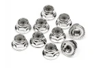 HPI Serrated Flange Lock Nut M4 (Silver/10Pcs)
