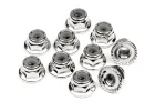 HPI Serrated Flange Lock Nut M4 (Silver/10Pcs)