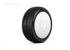 Jetko Dirt Slinger Super Soft 1:8 Buggy Tyres Pre Glued on White Revo Rims (2)