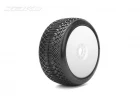 Jetko J One Soft 1:8 Buggy Tyres Pre Glued on White Revo Rims (2)