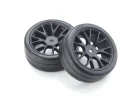 Kyosho 1:10 Fazer FZ02 Pre-Glued Touring Black Rims Medium Tyres (2)