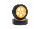Rib Front Tires - Mounted - Orange (2): Mini JRX2