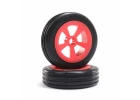Rib Front Tires - Mounted - Red (2): Mini JRX2