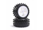 4 Row Rear Tires - Mounted - White (2): Mini JRX2