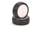 Schumacher Mini Dart Tyres - Silver - Pre Glued on 4WD Front Wheels