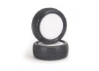 Schumacher Honeycomb Tyres - Yellow - Pre Glued on 1:10 4WD Front Buggy Wheels With Cragg Inserts (2)