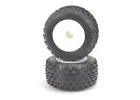 Schumacher Stagger Rib Yellow Tyres Pre Glued on White 12mm 2.2 Truck Wheels - 1 Pair