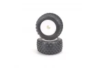 Schumacher Stagger Rib Yellow Tyres Pre Glued on White 12mm 2.2 Truck Wheels - 1 Pair