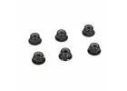 4mm Black Aluminium Serrated Lock Nuts (6)