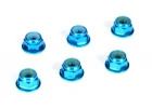 4mm Blue Aluminium Serrated Lock Nuts (6)