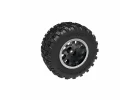 Traxxas Tyres + wheels, assembled (black with satin beadlock wheels, dual profile (2.1 outer, 2.6 inner), Sledgehammer tyres, foam inserts) (rear) (2)