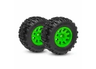 Traxxas Tyres + wheels, assembled (green wheels, dual profile (2.1 outer, 2.6 inner), Sledgehammer tyres, foam inserts) (rear) (2)