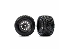 Traxxas Tyres + wheels, assembled (charcoal grey wheels, dual profile (2.1 outer, 2.6 inner), Gravix tyres, foam inserts) (front) (left + right)