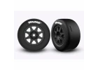Traxxas Mini Rally Speed Slick Tyres Mounted on Black 8 Spoke Rally Wheels - Rear (2)