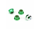 Traxxas M4 Flanged Nylon Locking Nuts - Serrated Green Aluminium (4)
