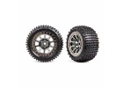 Traxxas Tyres + wheels, assembled (2.2 black chrome wheels, Alias 2.2 Tyres) (2) (Bandit rear, medium compound with foam inserts)