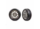 Traxxas Tyres + wheels, assembled (2.2 black chrome wheels, Alias ribbed 2.2 Tyres) (2) (Bandit front, medium compound w/ foam inserts)