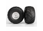 Traxxas Tires wheels assembled glued (satin chrome wheels Terra Groove dual profile tires foam inserts) (nitro rear/ electric front) (2)