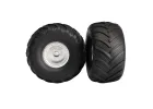 Traxxas Tires wheels assembled glued (satin chrome wheels Terra Groove dual profile tires foam inserts) (nitro rear/ electric front) (2)
