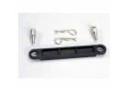 Traxxas Battery hold-down plate (black)/ metal posts (2)/body clips (2)
