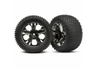 Traxxas Alias tires All Star black chrome wheels foam inserts (assembled and glued) (rear) (2) (TSM rated)