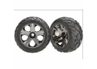 Traxxas Anaconda Tyres Pre-Glued On Black Chrome Nitro Front Wheels (pair)
