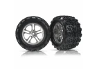 Traxxas Talon Tyres Pre-Glued On Split Spoke Satin Chrome Wheels (pair)