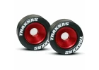 Traxxas Rubber Tires Mounted on Red-Anodized Wheelie Bar Wheels (2)/ 5x8mm Ball Bearings (4)/ Axles (2)