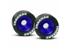 Traxxas Rubber Tires Mounted on Blue-Anodized Wheelie Bar Wheels (2)/ 5x8mm Ball Bearings (4)/ Axles (2)