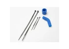 Traxxas Pipe coupler molded (blue)/ exhaust deflecter (rubber blue)/ cable ties long (2)/ cable ties short (2)
