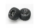 Traxxas Talon Tyres Pre-Glued On Black Gemini Chrome Wheels - Pair