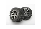 Traxxas Talon tires Gemini black chrome wheels foam inserts (assembled glued) (2) (use with 17mm splined wheel hubs nuts) (TSM rated)