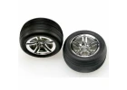 Traxxas Alias ribbed tires Twin-Spoke wheels foam inserts (assembled and glued) (nitro front) (2)
