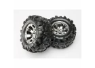 Traxxas Tires wheels assembled glued (Geode chrome wheels Canyon AT tires foam inserts) (2) (use with 17mm splined wheel hubs nuts part 5353X beadlock-style sidewall protectors part 5665 5666 5667)