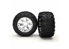 Traxxas Tires wheels assembled glued (Geode chrome wheels MAXX tires (6.3 outer diameter) foam inserts) (2) (use with 17mm splined wheel hubs nuts part 5353X beadlock-style sidewall protectors part 5665 5666 5667)