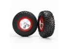 Traxxas SCT Soft Short Course Tyres on SCT Chrome/Red Wheels - 12mm Hex (2)