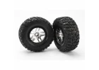 Traxxas Tires wheels assembled glued (SCT Split-Spoke satin chrome black beadlock style wheels Kumho tires foam inserts) (2) (2WD front)
