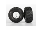 Traxxas Tires wheels assembled glued (S1 ultra-solft off-road racing compound) (SCT Split-Spoke satin chrome black beadlock style wheels dual profile (2.2 outer 3.0 inner) Kumho tires foam inserts) (2) (front/rear)