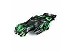 Traxxas Body, Rustler 4X4 Ultimate, green (painted, decals applied) (assembled with front + rear body mounts and rear body support for clipless mounting)