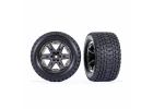 Traxxas Gravix 2.8 TSM Tyres Glued on RXT Grey/Black Chrome Wheels - 4WD FR/RR Or 2WD FR(2)